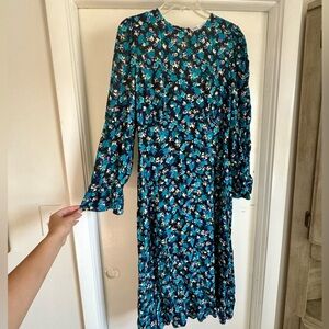 Zara floral long sleeve maxi dress size medium